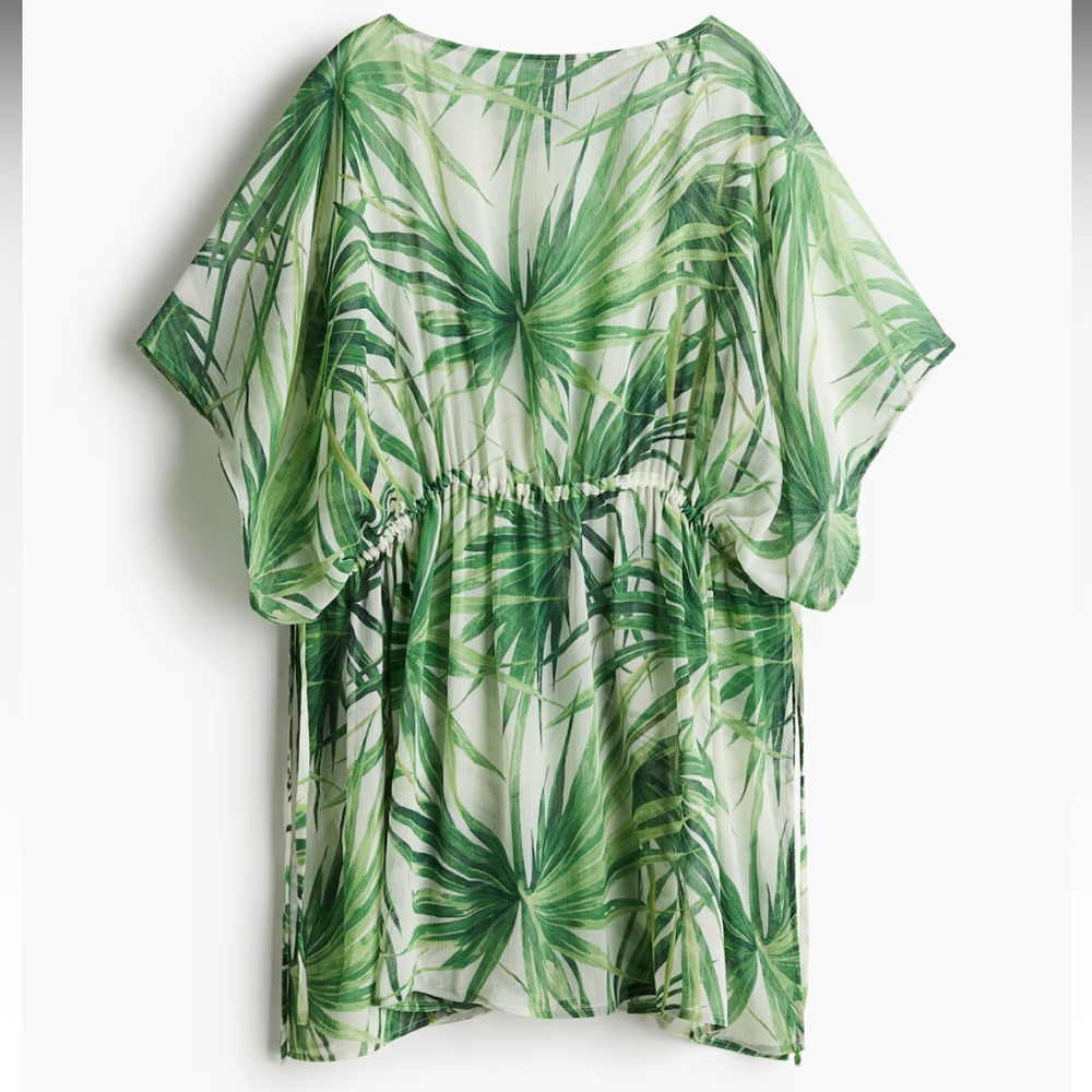 H&M Beach Kaftan Green Palm Leaf Print